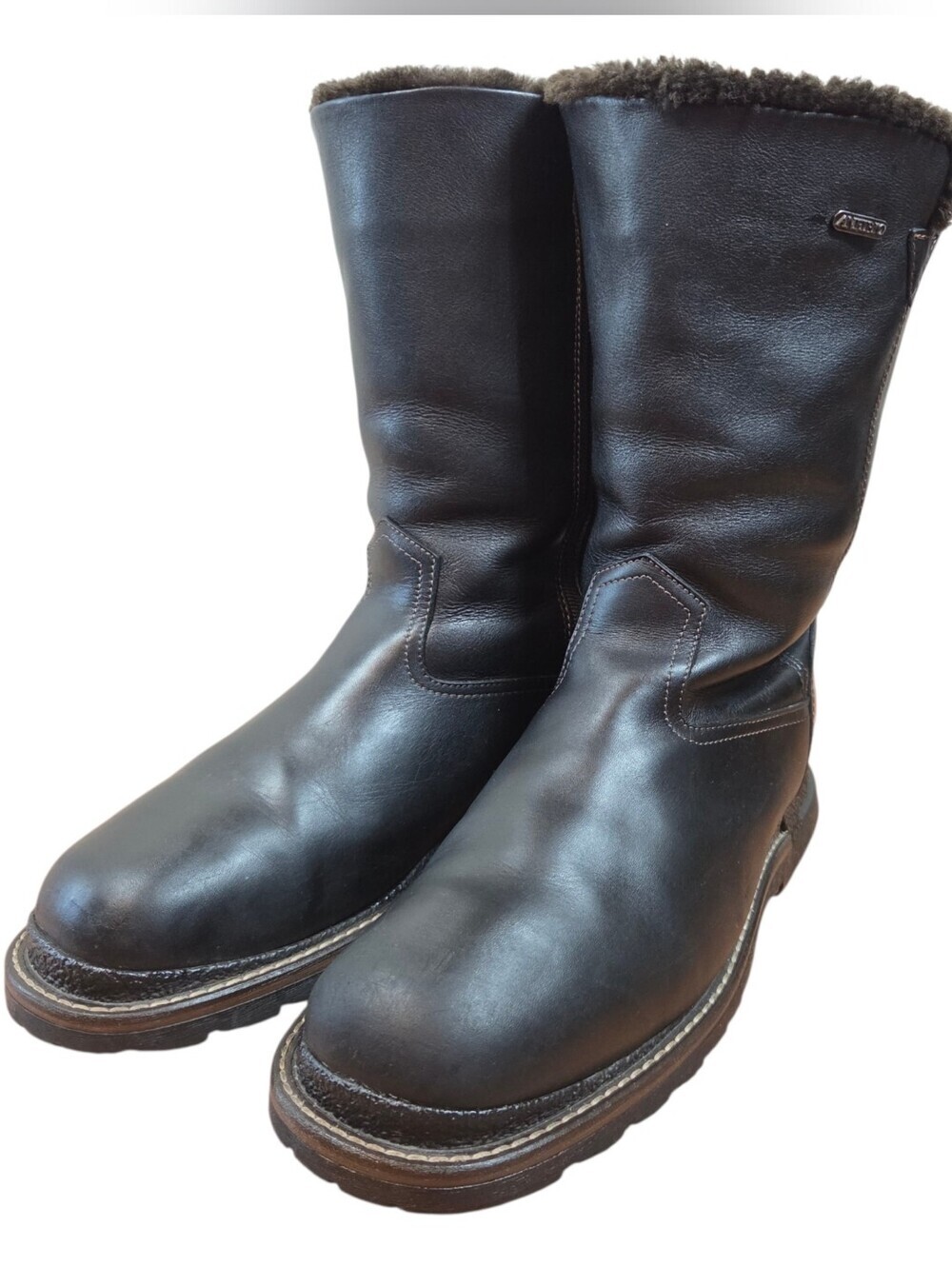 Anfibio Men's Leather Winter Snow Boots Black Size 12 Casual Plush Lined Boho